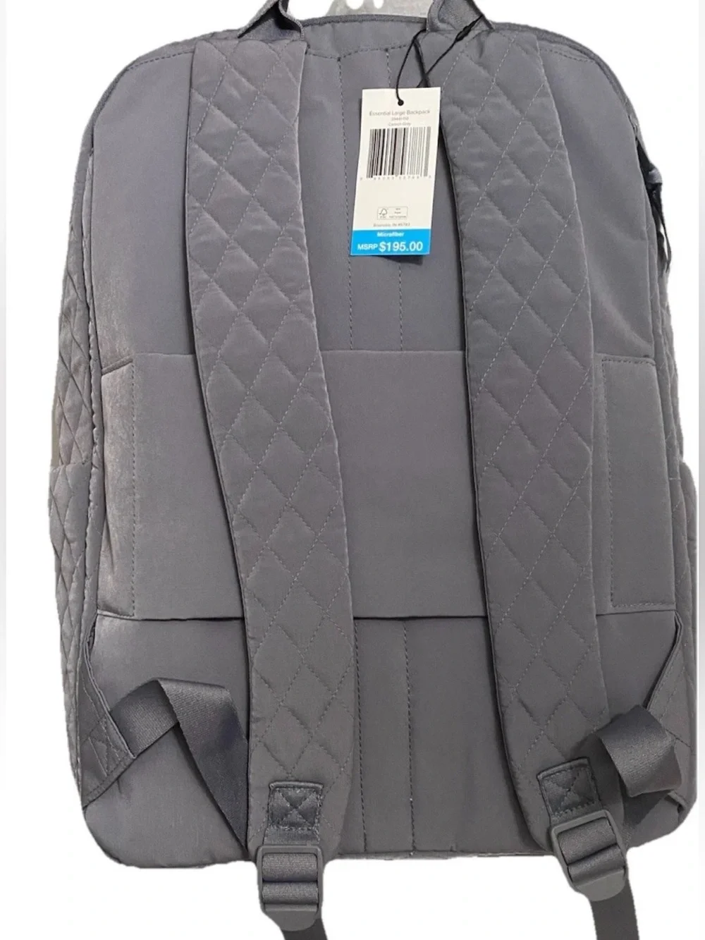 Vera Bradley Large Essential Backpack Laptop NWT Microfiber carbon gray NWT